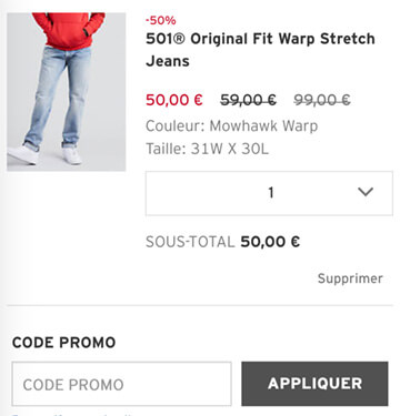 30% → Code promo Levi's pour avril 2021