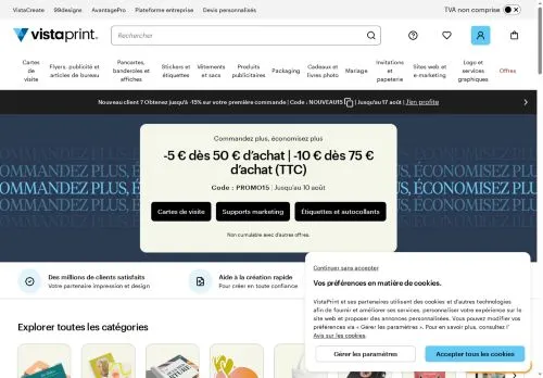 Vistaprint août 2026